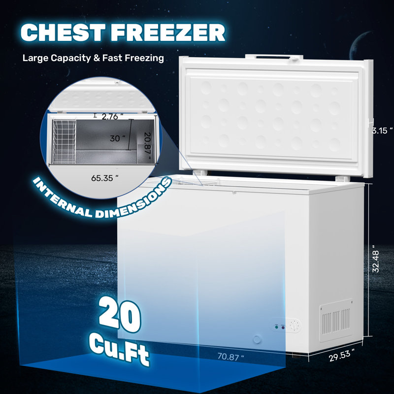 KICHKING 20 Cubic Feet Garage Ready Chest Freezer with Adjustable